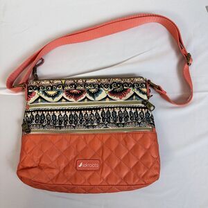Sakroots Women's Artist Circle Orange Peace Print‎ Quilted Crossbody Purse EUC
